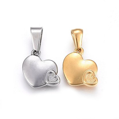 304 Stainless Steel Charms, Puffed Heart