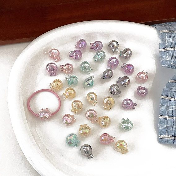 Непрозрачные акриловые бусины с краклеем, кролик, AB цвет