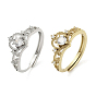 Brass Micro Pave Cubic Zirconia Adjustable Rings, Crown