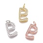 Brass Micro Pave Clear Cubic Zirconia Pendants, Long-Lasting Plated, With Jump Ring