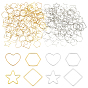 240Pcs 8 Style Brass Linking Rings, Heart & Star & Hexagon & Square