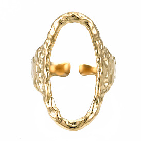 304 овальная открытая манжета из нержавеющей стали, полое массивное кольцо для женщин