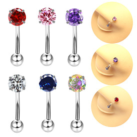 304 изогнутые кольца для бровей из нержавеющей стали с кубическим цирконием, хрящевые серьги