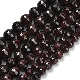 Гранат природный бисер нитей, граненые, круглые