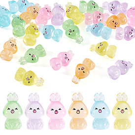 20 шт. 5 цвета светящиеся смоляные украшения в виде кроликов, аксессуары для кукольного домика с микро-ландшафтом, притворяясь опорными украшениями