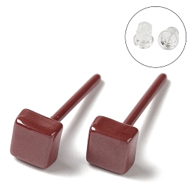 Hypoallergenic Bioceramics Zirconia Ceramic Stud Earrings, No Fading and Nickel Free, Square