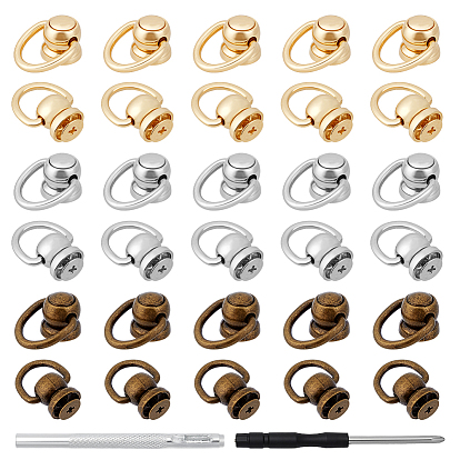 Заклепки с шариковым креплением из цинкового сплава, с помощью дыроколов из углеродистой стали для кожи и крестообразных отверток из углеродистой стали.