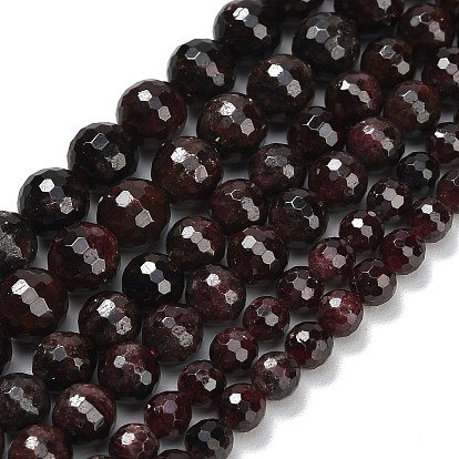 Гранат природный бисер нитей, граненые, круглые