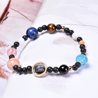 Galactic Planet Bracelet with Natural Stones - 9 Guardian Stars and 8 Planets of Solar System