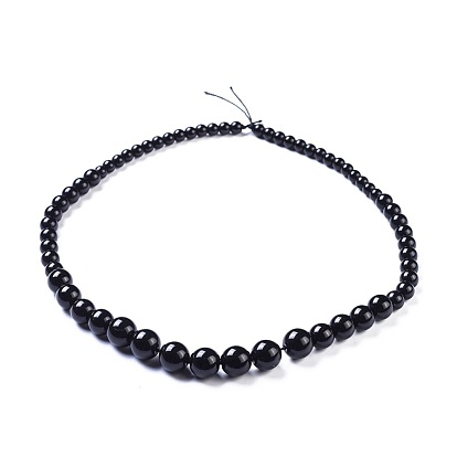 Natural Obsidian Graduated Beads Strands, Round