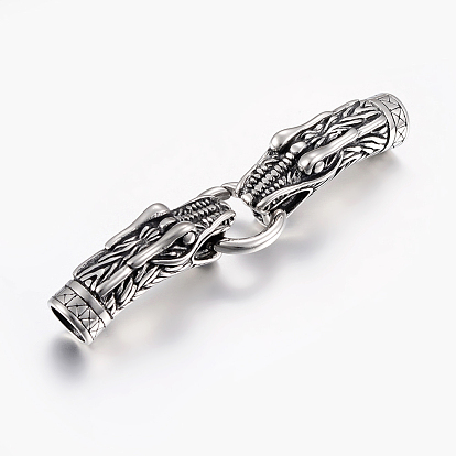 316 Surgical Stainless Steel Spring Gate Rings, O Rings, with Cord Ends, For Leather Cord Bracelets Making, Dragon