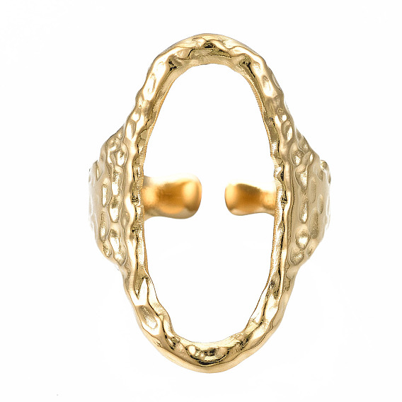 304 овальная открытая манжета из нержавеющей стали, полое массивное кольцо для женщин