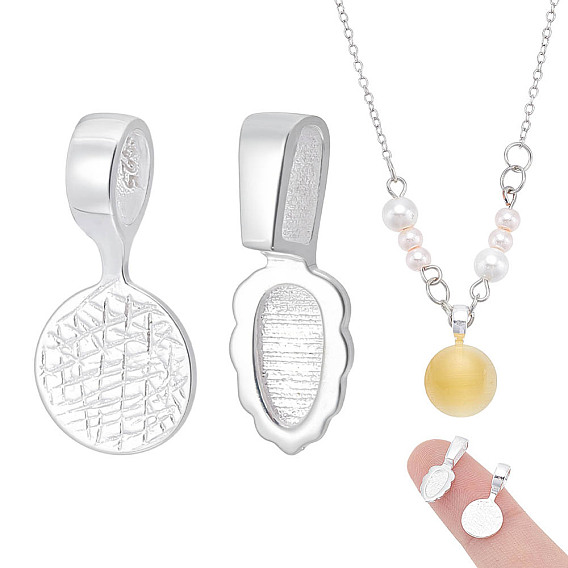 2 шт. 2 стиль 925 застежки-скобы из стерлингового серебра, приклеиваемые плоские держатели для изготовления подвесок, лист