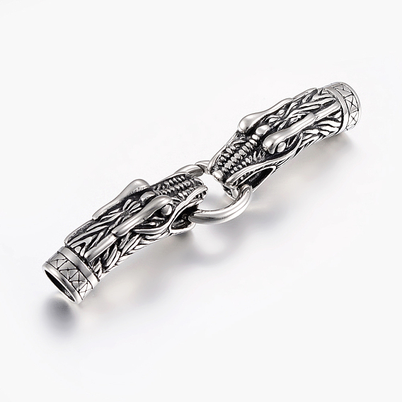 316 Surgical Stainless Steel Spring Gate Rings, O Rings, with Cord Ends, For Leather Cord Bracelets Making, Dragon