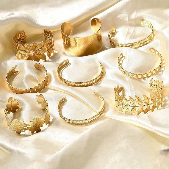 304 женские браслеты с открытыми манжетами из нержавеющей стали