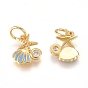 Brass Charms, with Micro Pave Cubic Zirconia, Enamel and Jump Rings, Starfish with Scallop