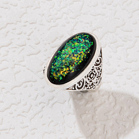 Смелое кольцо с черным и зеленым блестящим бриллиантом в стиле панк для мужчин и женщин