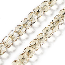 Electroplate Rondelle Glass Beads Strands, Pear Lurster Plated, Faceted