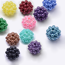 Perles acryliques en nacre d'imitation , ronde, 10mm, trou: 1 mm, environ 1500 pièces / livre