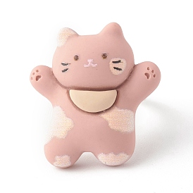 Resin 3D Cat Adjustable Ring, Animal Brass Finger Ring for Women