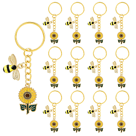 Подвесные брелки из сплава эмали, с железными разрезными брелоками, очарование пчел