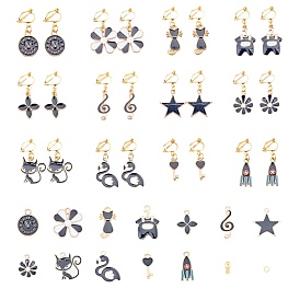 SUNNYCLUE DIY Clip-on Earring Making, with Alloy Enamel Pendants, Brass Clip-on Earring Findings, Iron Jump Rings