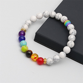 Colorful Natural Stone Beaded Bracelet for Men - Handmade Multicolor Gemstone Strand Jewelry