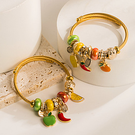 Chic Multi-Element Alloy Bracelet with Fruit Charms for Fashionable DIY Lovers
