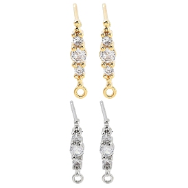 Латунные серьги-гвоздики с фианитами, без кадмия, без никеля и без свинца, с петлей