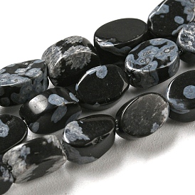 Naturelles Obsidienne perles brins, Ovale Plat