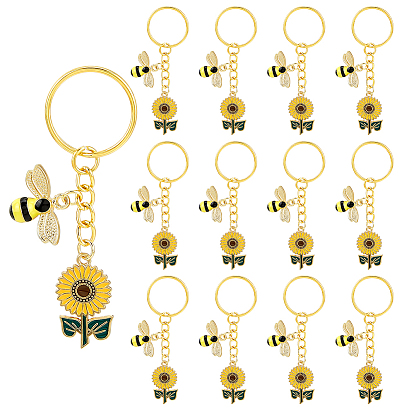 Подвесные брелки из сплава эмали, с железными разрезными брелоками, очарование пчел