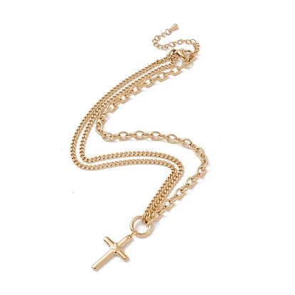 Cross Pendant Necklace for Women, 304 Stainless Steel Chain Necklace