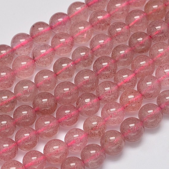 Round Natural Strawberry Quartz Beads Strands, Grade A