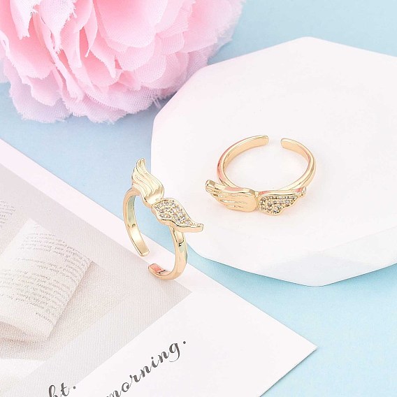 Манжеты из латуни с микро паве кубический цирконий для женщин, крылья