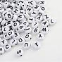 Acrylic Horizontal Hole Letter Beads, Flat Round with Letter