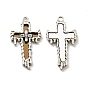 Rack Plating Alloy with Glass Pendants, with Rhinestone, Lead Free & Cadmium Free, Melting Cross Charm