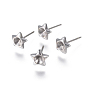 304 Stainless Steel Ear Stud Components, For Pointed Back Rivoli Rhinestone, Star