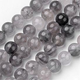 Nuageux naturelle perles de quartz brins, ronde, grises 