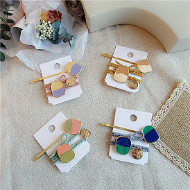 Colorful Minimalist Hair Accessories Set with Irregular Oil Headband and Square Hair Ties