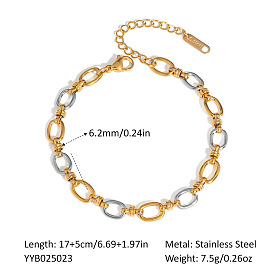 Браслеты из нержавеющей стали с овальными звеньями для женщин, золотые и нержавеющая сталь цвет