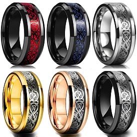 Dragon Pattern Stainless Steel Wide Band Ring