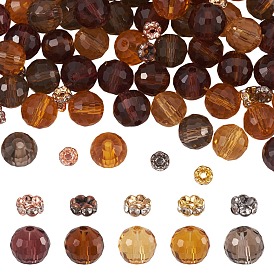 Наборы для самостоятельного изготовления, включая 25шт. 5цветных латунных стразов-ронделей и 100шт. 5цветных круглых стеклянных бусин