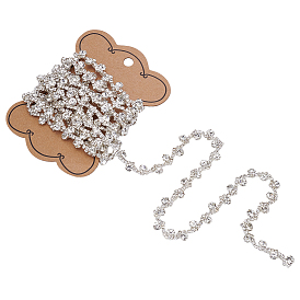 2.5 ярдов латунных цепочек со стразами, для пошива свадебного украшения, с карточной бумагой, серебряные