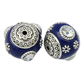 Индонезийские бусины ручной работы, с латунным стержнем, круглые, 18 мм, отверстие : 2 мм