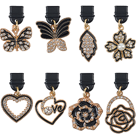 8шт пластиковые мобильные пылезащитные заглушки, с эмалью сплава и горный хрусталь подвески, разнообразные