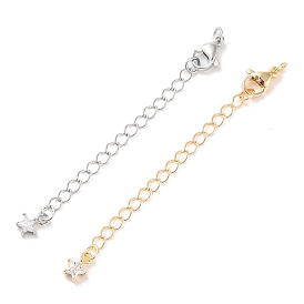 Brass with Cubic Zirconia Chain Extender, End Chains, Star