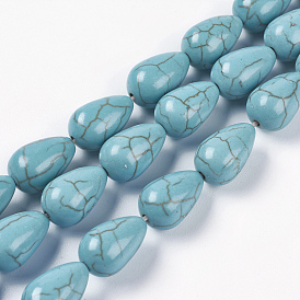 Synthetic Turquoise Beads Strands, Drop, Dyed & Heated