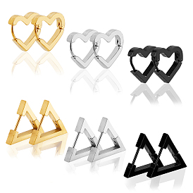12шт 6 стильные серьги-кольца из нержавеющей стали для женщин, треугольник и сердце