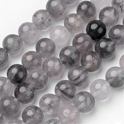 Nuageux naturelle perles de quartz brins, ronde, grises 