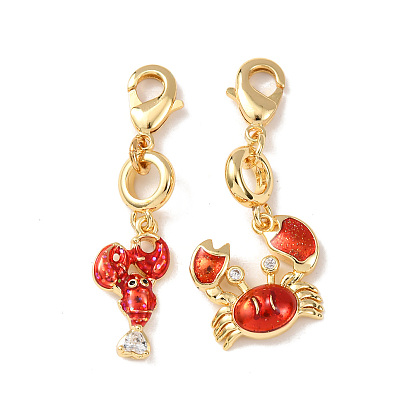 Декоративный кулон из латуни с микропаве из прозрачных кубических цирконий и эмали., с застежкой омар, стойки покрытие, долговечный, без кадмия и без свинца, золотые